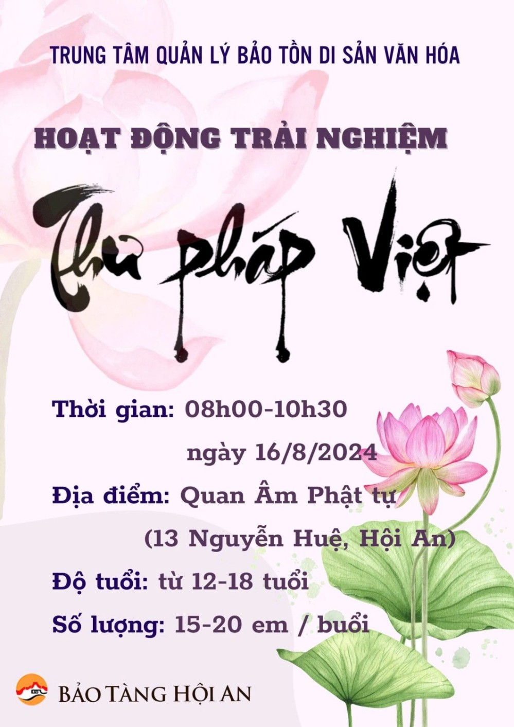 Chương trình tham quan, trải nghiệm “Thư pháp Việt”